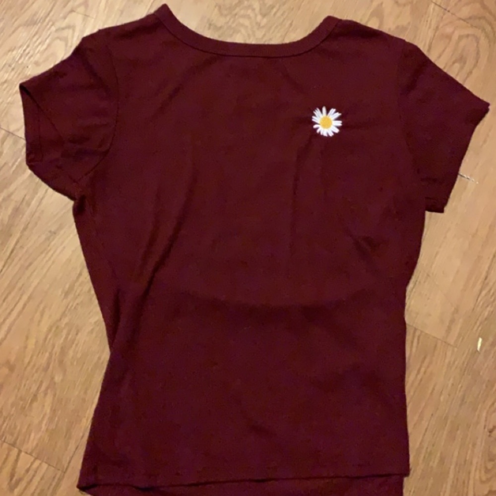 Maroon Flower Decal Tee